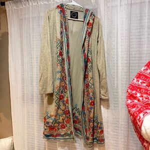 Johnny Was Hoodie Duster Cardigan Wrap size medium